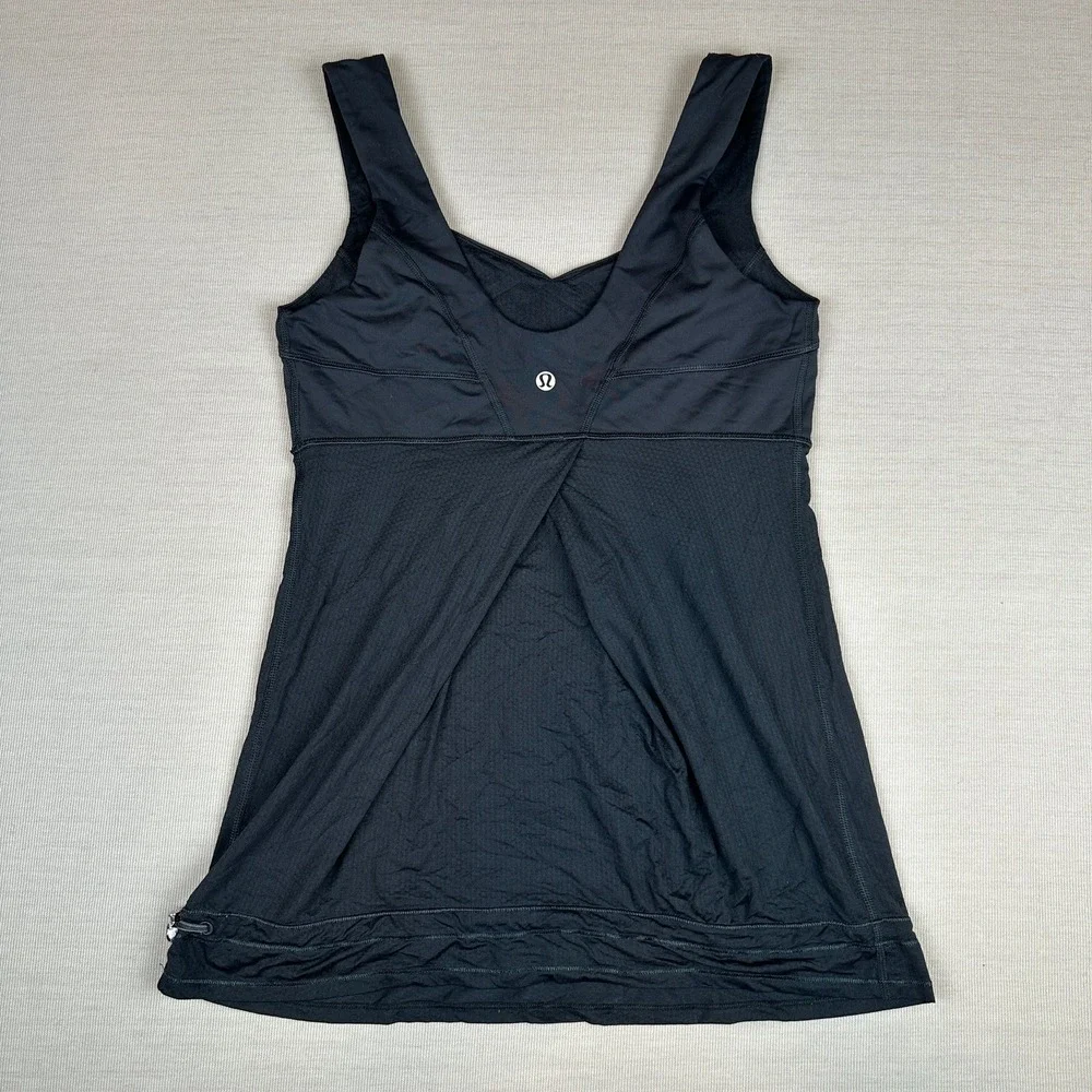 Lululemon Run Tame Me Tank Black Drawstring Cord Racerback Womens Sz 6